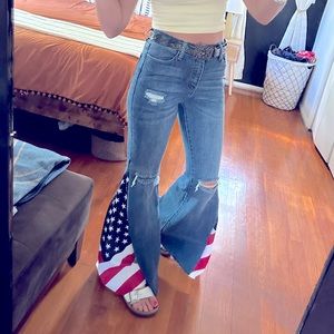 American Flag High Waisted Bell Bottom Jeans